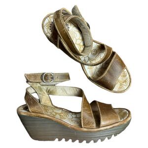 Fly London | Yesk Camel Wedge Sandals Sz 37 P500526001